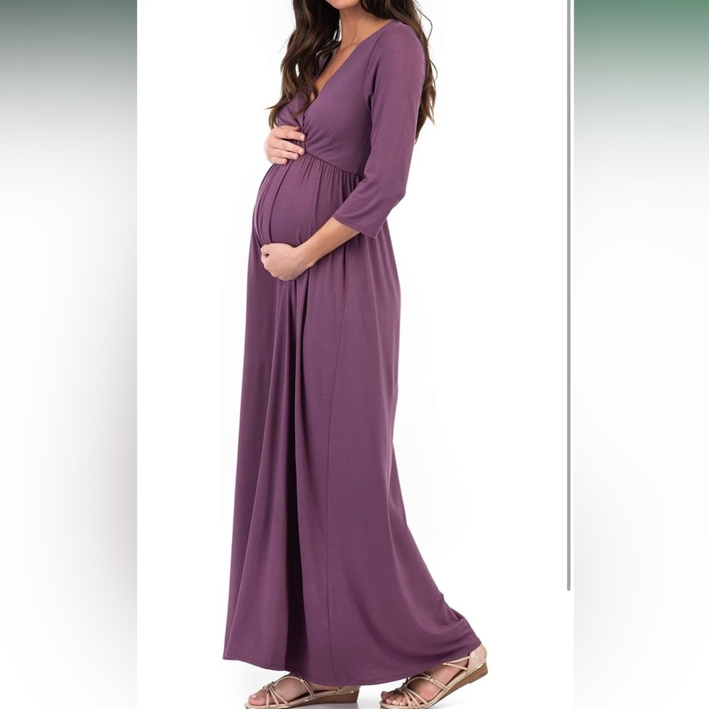 Maternity dress, small, maxi length, 3/4 sleeves